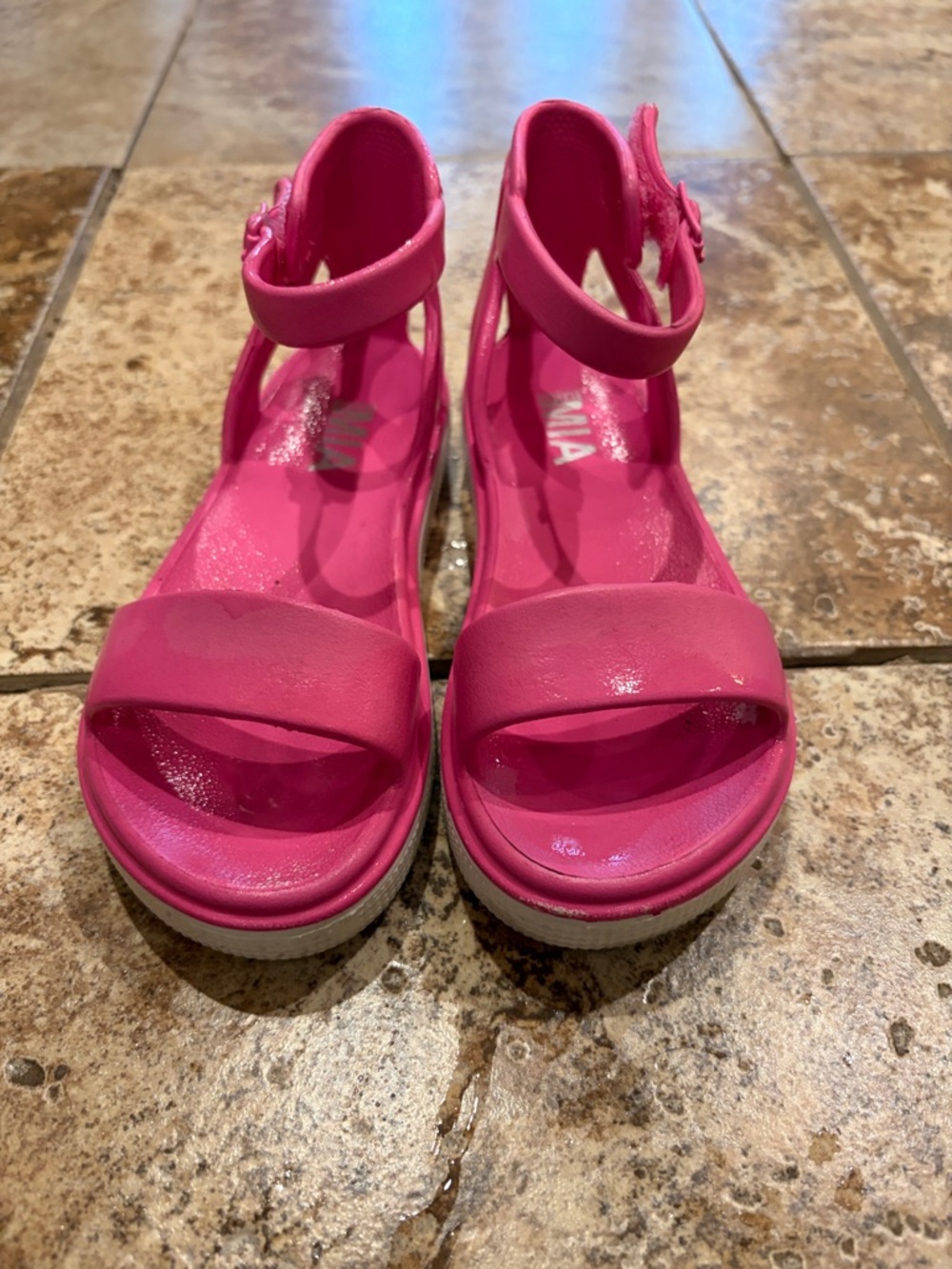 MIA Kids Bright Pink Jelly Ankle-Strap Sandals